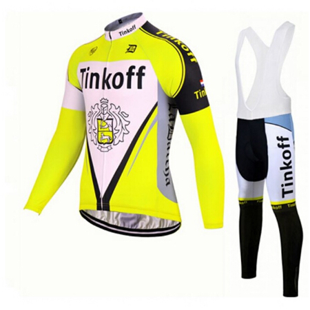 2017 Maillot Tinkoff Tirantes Mangas Largas amarillo